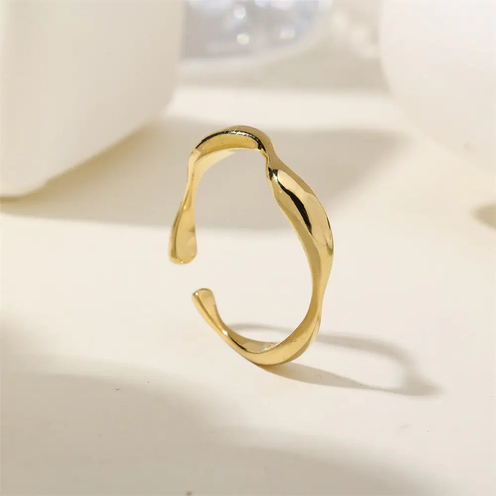 925 Sterling Silver Gold Plated Wave CZ Ring