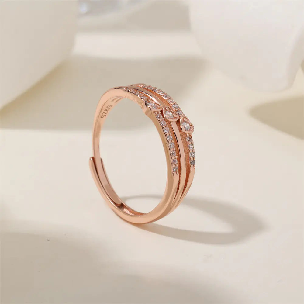 Rose Gold Heart CZ 925 Sterling Silver Ring