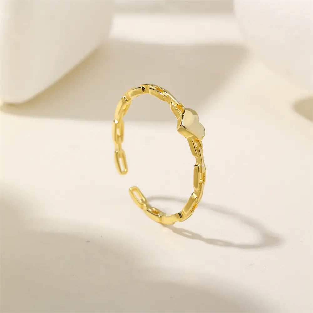 Heart Opening 925 Sterling Silver CZ 18K Gold Ring