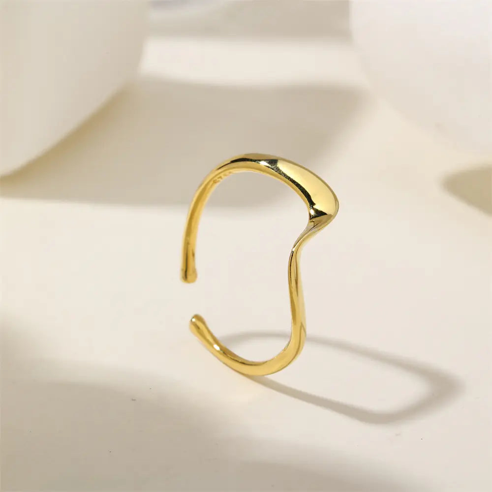 925 Sterling Silver Open Ring with Smooth Wave Shape