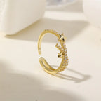 Full CZ Star Design Non 925 Silver CZ 18K Gold Ring