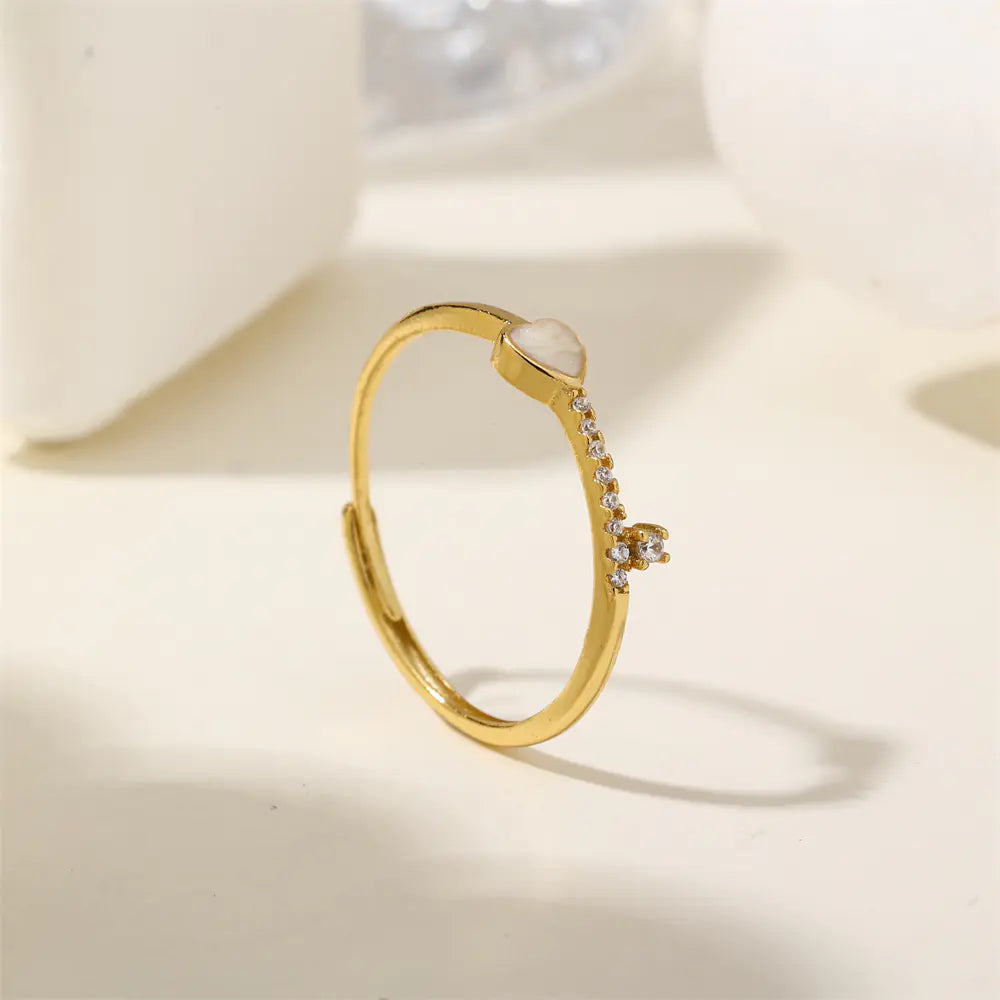 S925 Sterling Silver Heart Enamel Adjustable Ring
