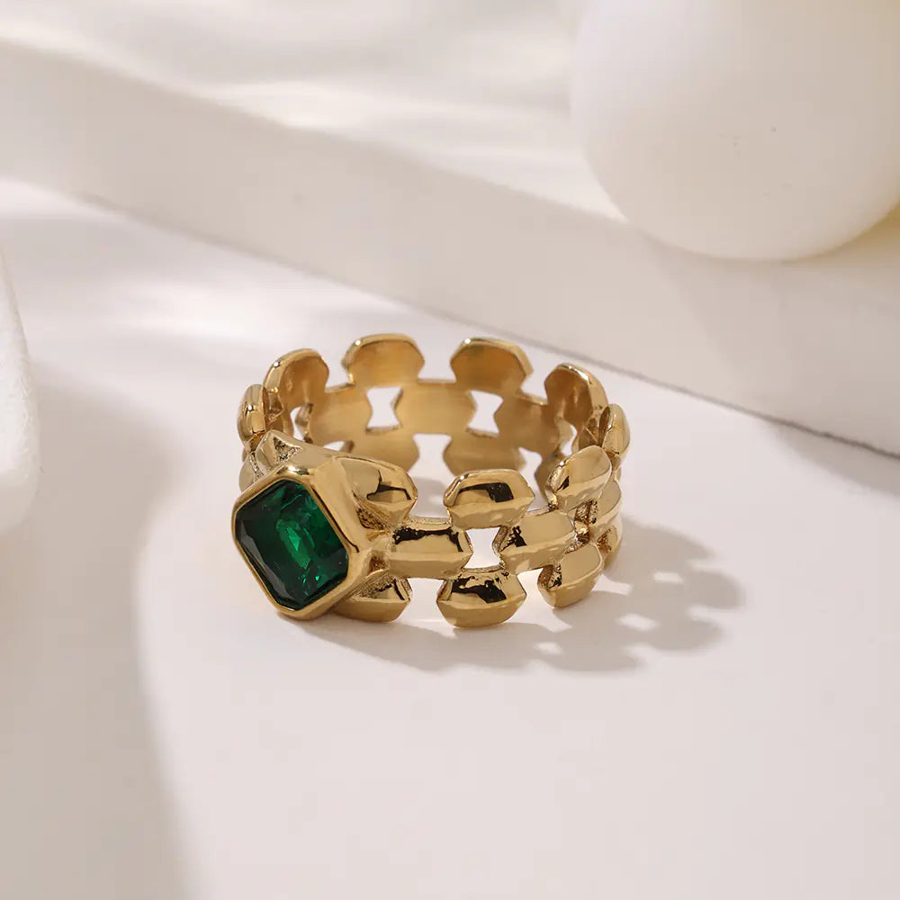 Fashion Vintage Jewelry Stainless Steel Hollow Zircon Rings