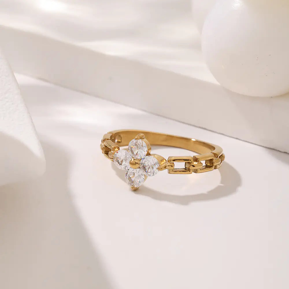 Stainless Steel Trendy Luxury Clover Ring