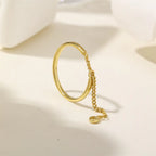 S925 silver Bead-shaped Chain Adjustable Gold Ring