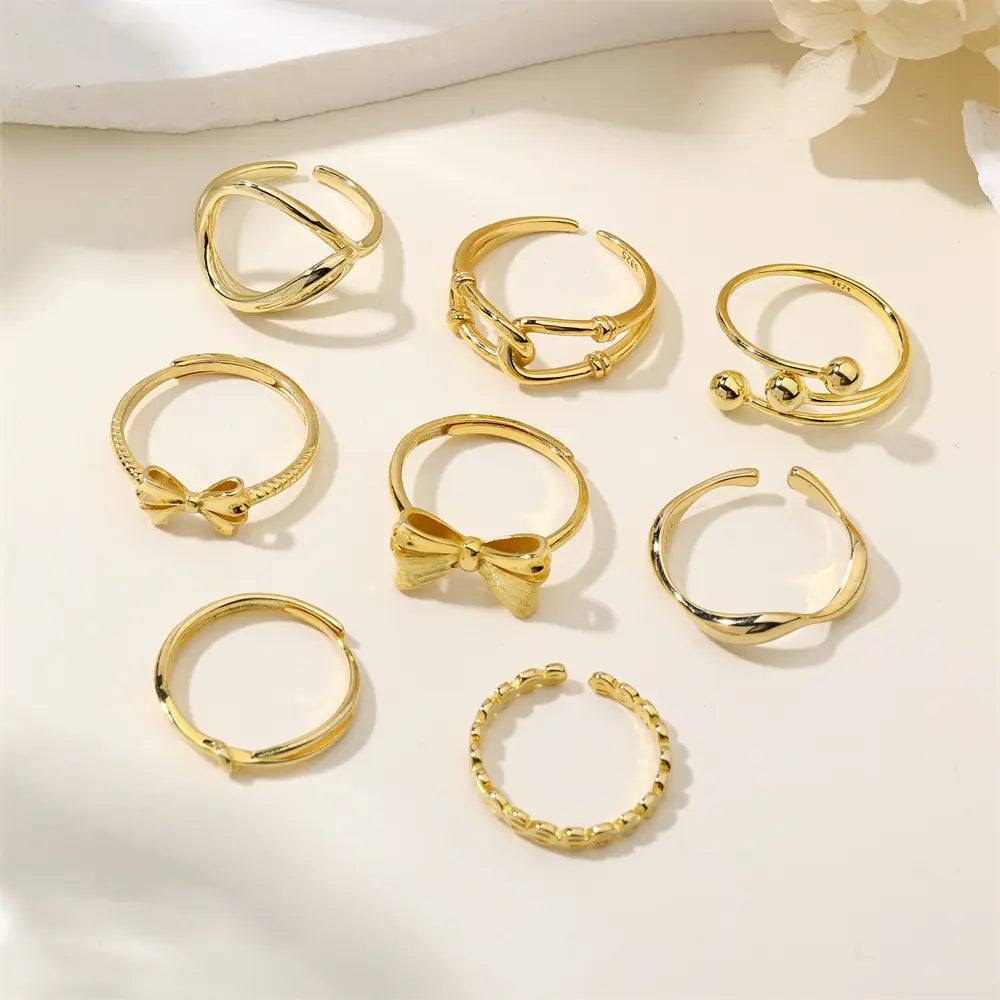 Trendy Dainty 925 Silver Rope Bow Ring