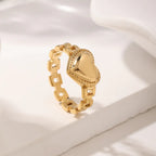 Stainless Steel Chain Little Heart Ring