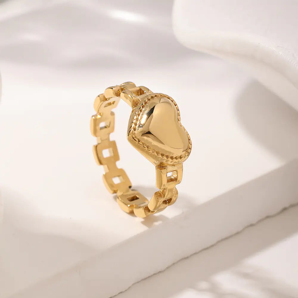 Stainless Steel Chain Little Heart Ring