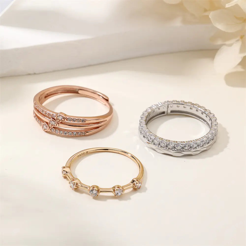 925 Sterling Silver Geometry Zircon Fashion Ring