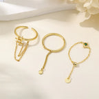 S925 silver Bead-shaped Chain Adjustable Gold Ring