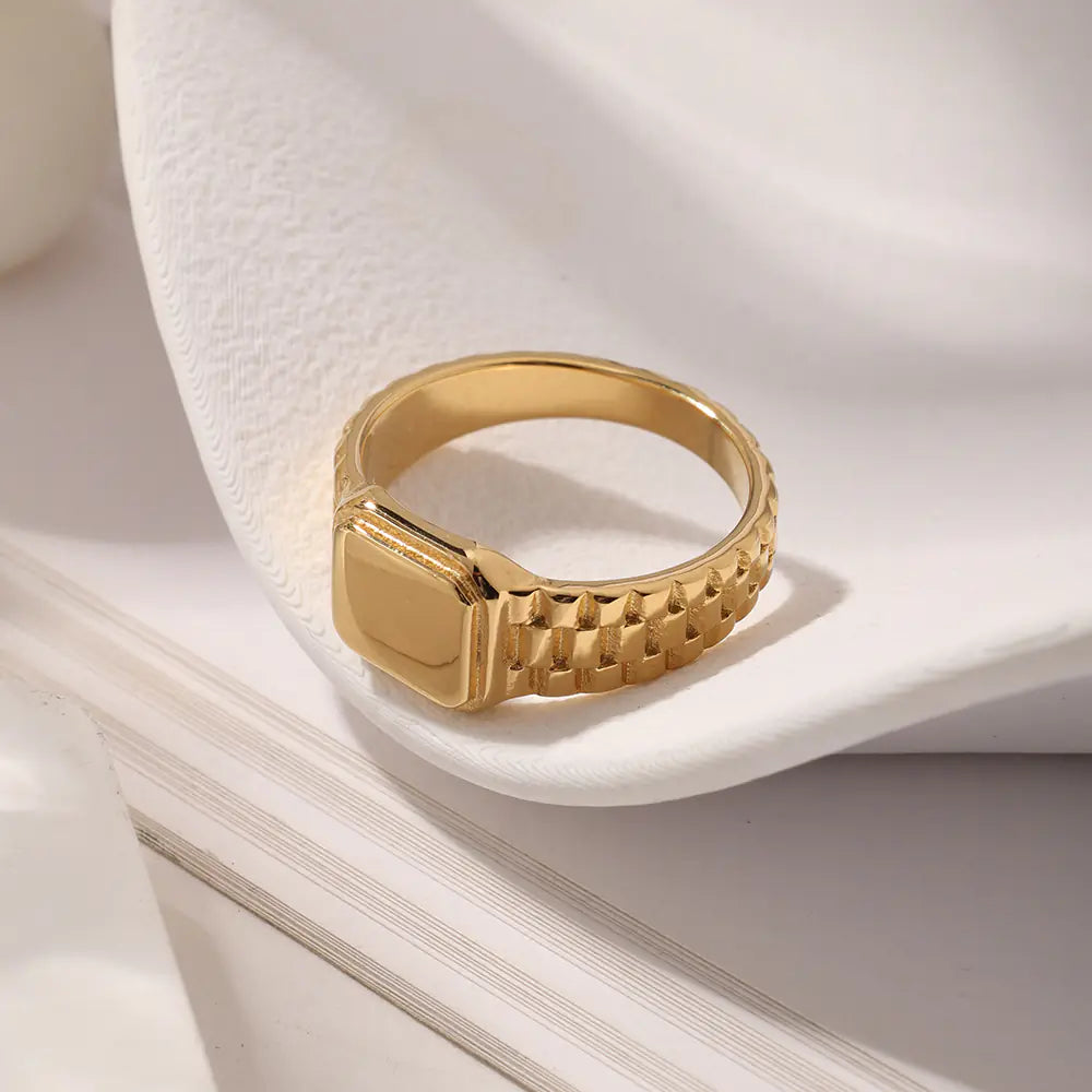 Modern Minimalist Stainless Steel square Simple Watch Rings