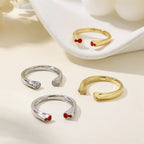 925 Sterling Silver Opening Zircon Double Color Ring