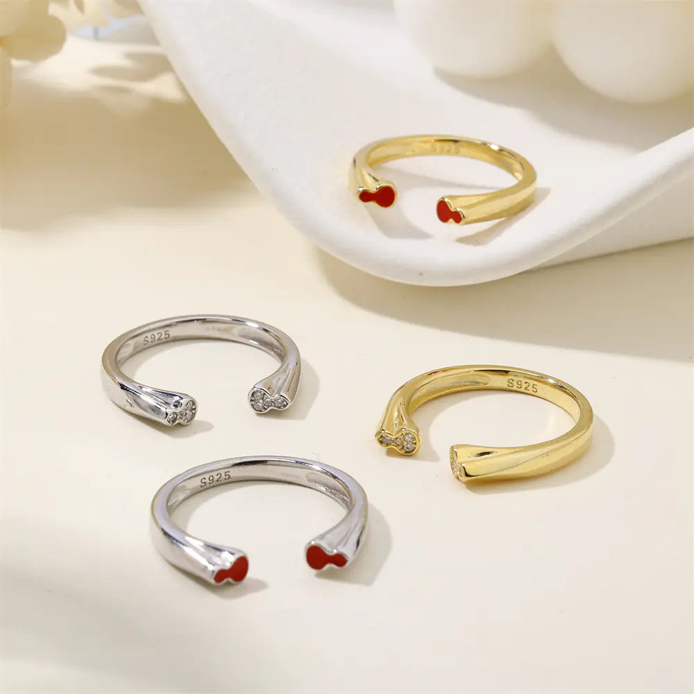 925 Sterling Silver Opening Zircon Double Color Ring