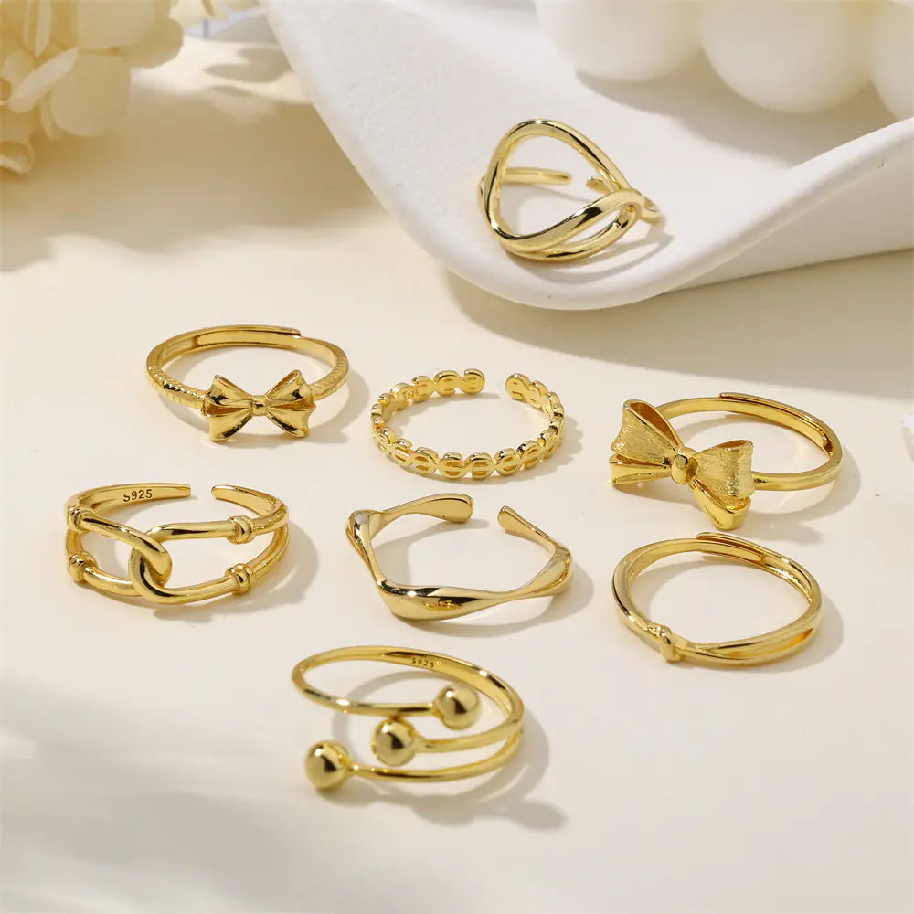 Trendy Dainty 925 Silver Chic Shiny Bow Ring