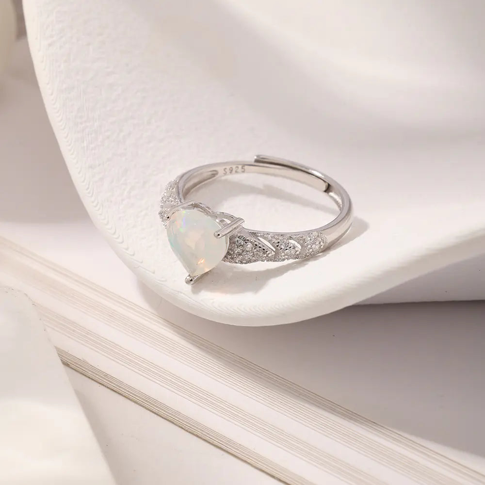 Light Luxury 925 Silver Opal Adjustable Ring