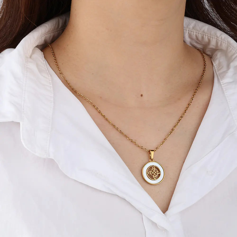 Stainless Steel Hollow Circle Pendant Necklace