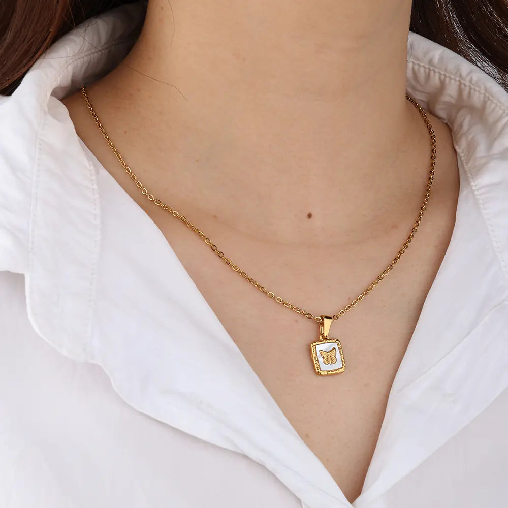 Wholesale Vintage Butterfly Pendant Necklace Square