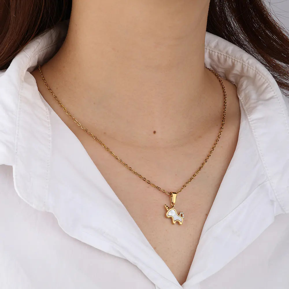 Stainless Steel Small Shell unicorn Pendant Necklace