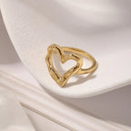 Fashion Stainless Steel Hollow Heart Ring