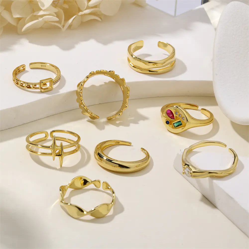 925 Sterling Silver Chunky Rings Irregular Double Layer