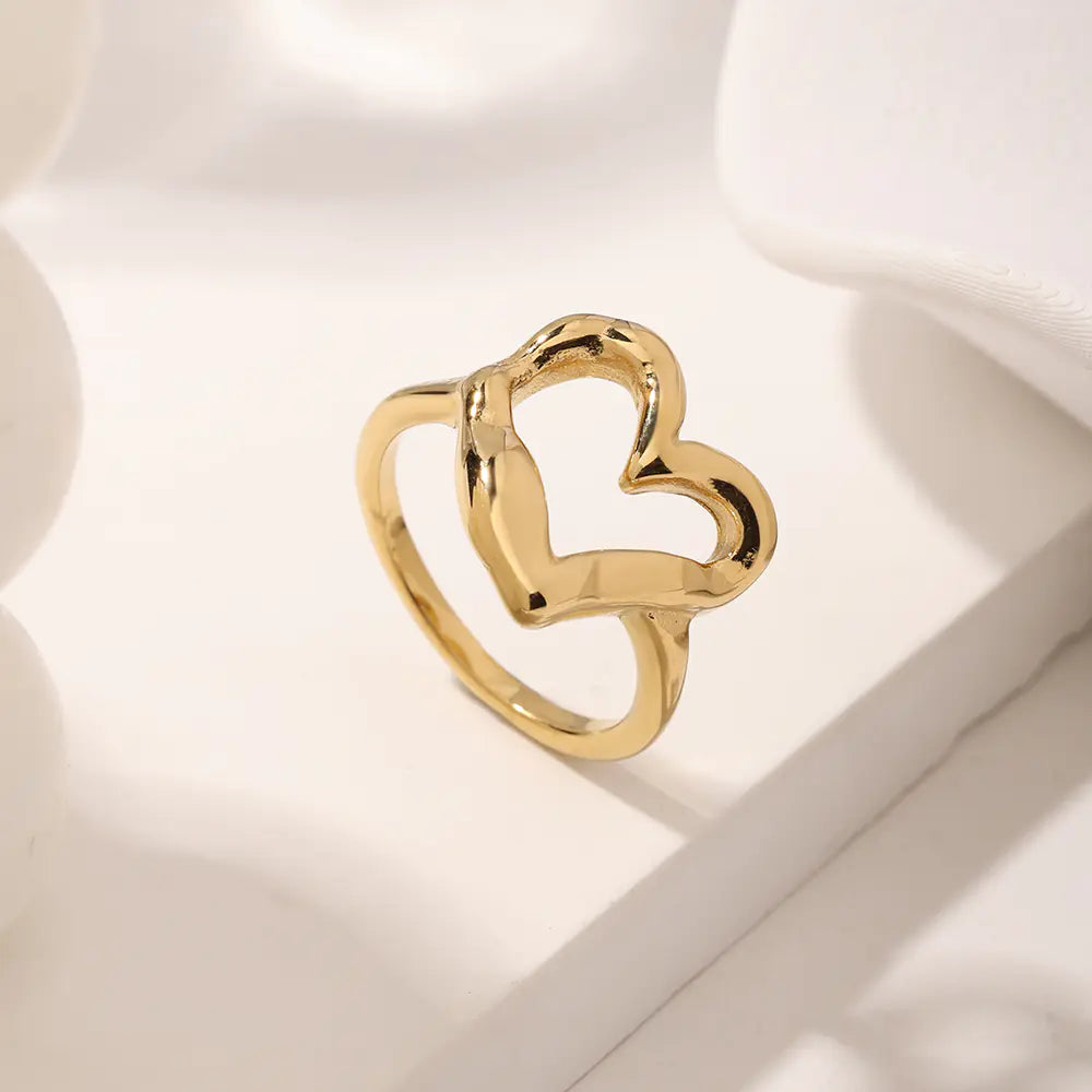 Stainless Steel Hollow Heart Shape Ring