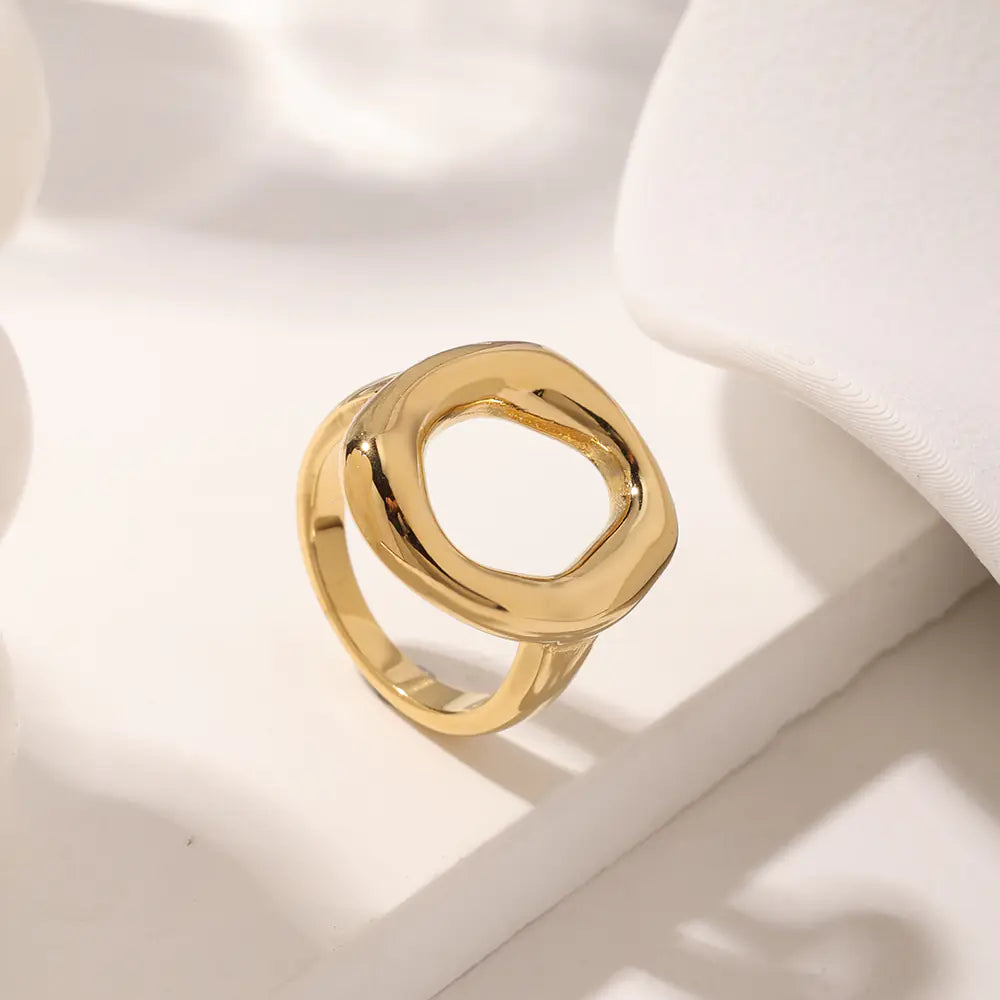 Fashion Stainless Steel Hollow Oval Ring