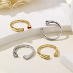 S925 Sterling Silver Red Enamel Double Gourd Open Ring