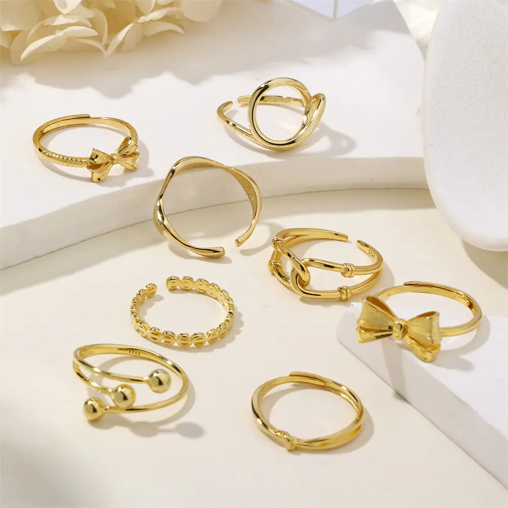 925 Sterling Silver Gold Plated Wave CZ Ring