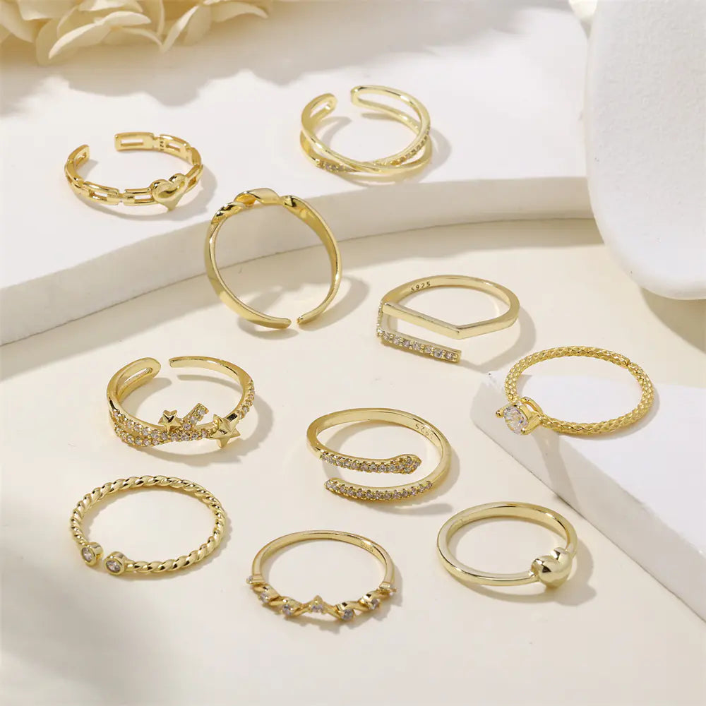 925 Sterling Silver Cross CZ Gold Plated Color Ring