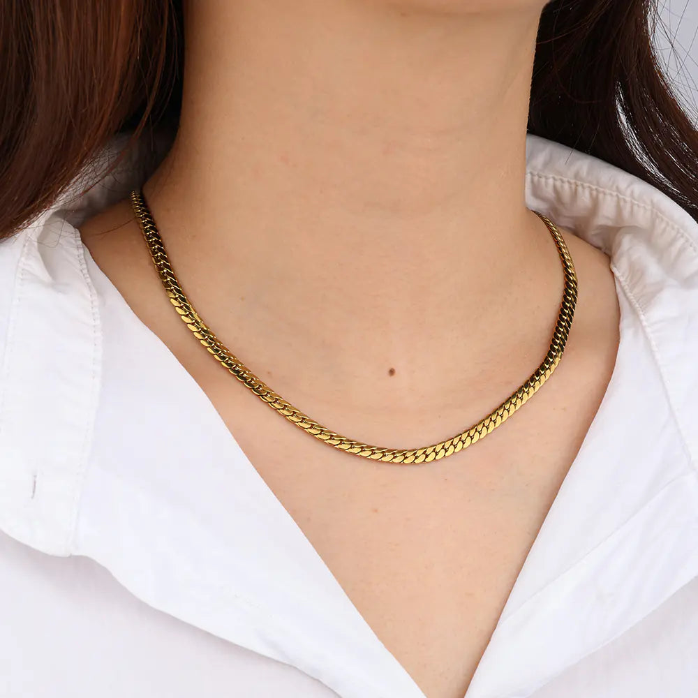 Stainless Steel Flat SnakeBone Chain Necklace