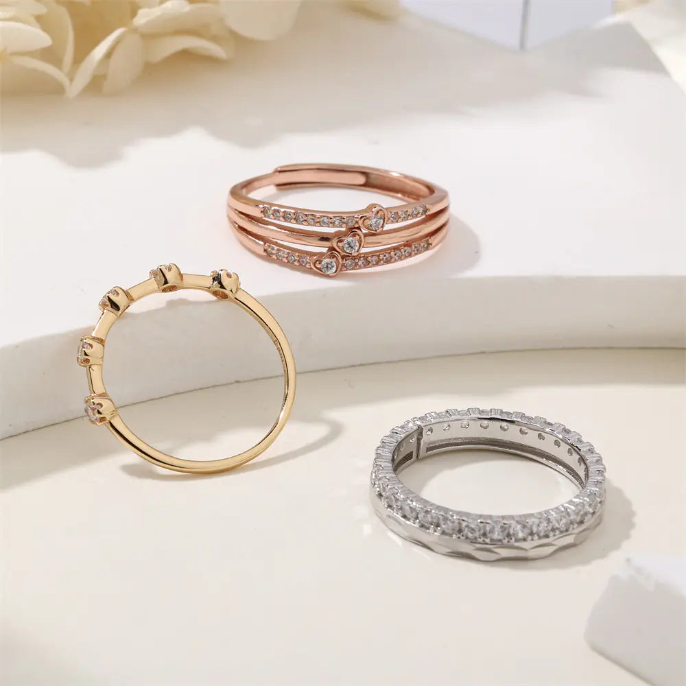 Rose Gold Heart CZ 925 Sterling Silver Ring