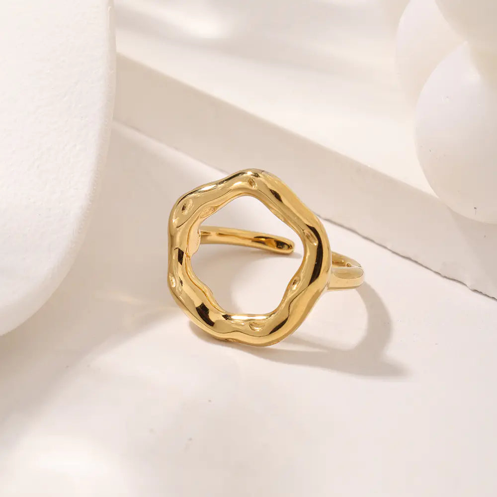 Fashion Stainless Steel Hollow Round Opening Ring