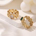 Fashion Vintage Jewelry Stainless Steel Hollow Zircon Rings