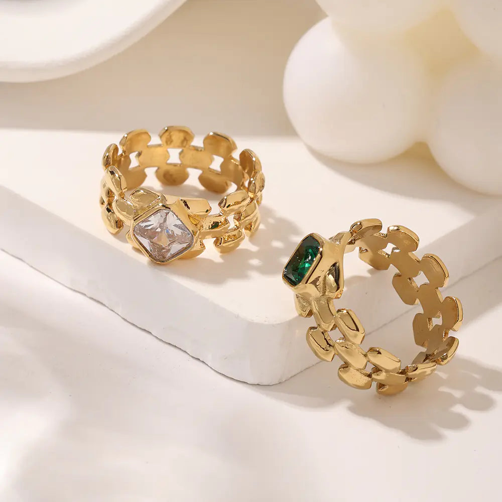 Fashion Vintage Jewelry Stainless Steel Hollow Zircon Rings