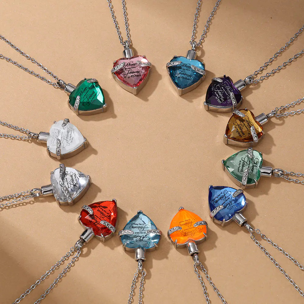 Stainless Steel Gemstones Birthstone Pendant Necklace