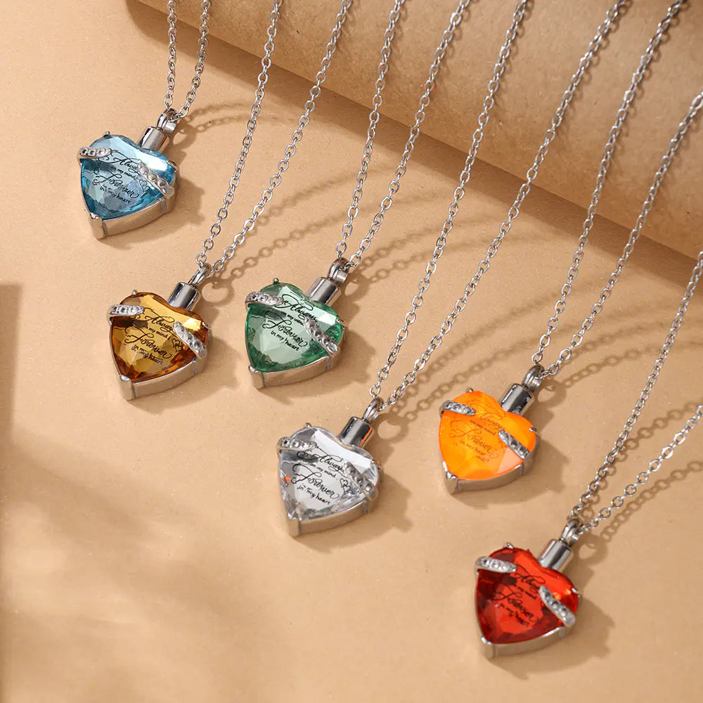 Stainless Steel Gemstones Birthstone Pendant Necklace