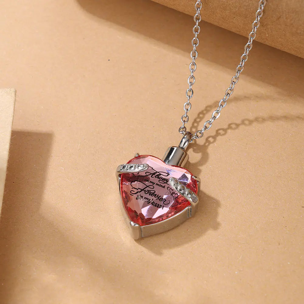 Stainless Steel Gemstones Birthstone Pendant Necklace