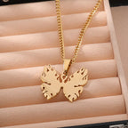 Gold Plated Stainless Steel Betterfly Pendant Necklace