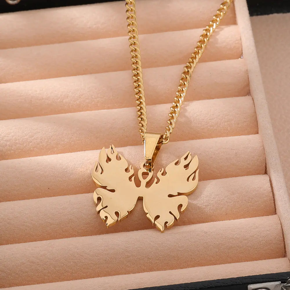 Gold Plated Stainless Steel Natural Stone Pendant Necklace