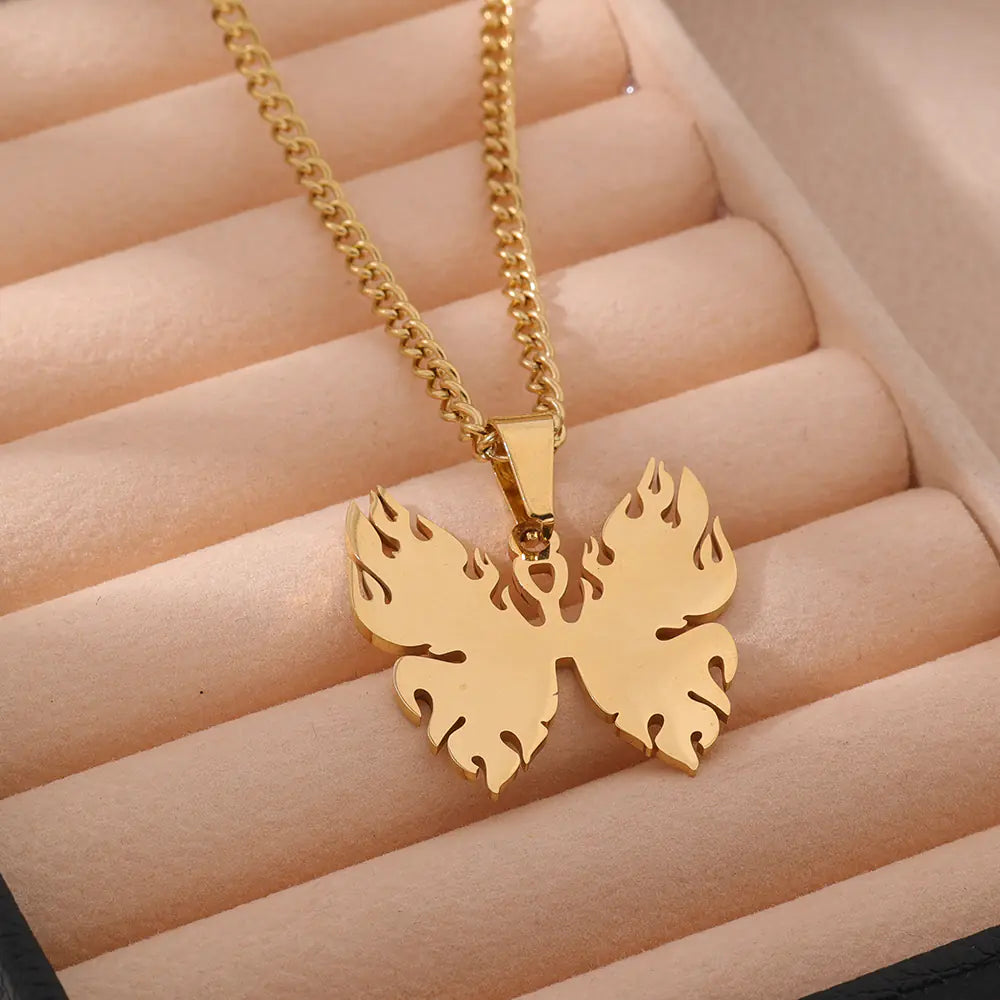 Gold Plated Stainless Steel Natural Stone Pendant Necklace