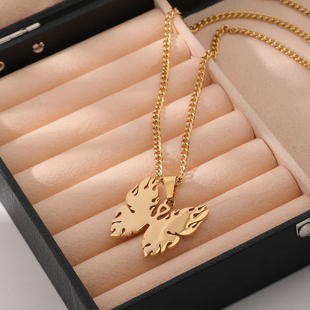 Gold Plated Stainless Steel Natural Stone Pendant Necklace