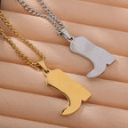 Stainless Steel Silver Gold Western Cowboy Boots Design Necklace