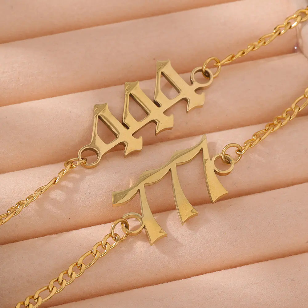 Stainless Steel Gold Number Design Bracelet
