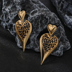 Stainless Steel Gold Peach Heart Stud Earrings
