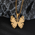 Gold Plated Stainless Steel Betterfly Pendant Necklace