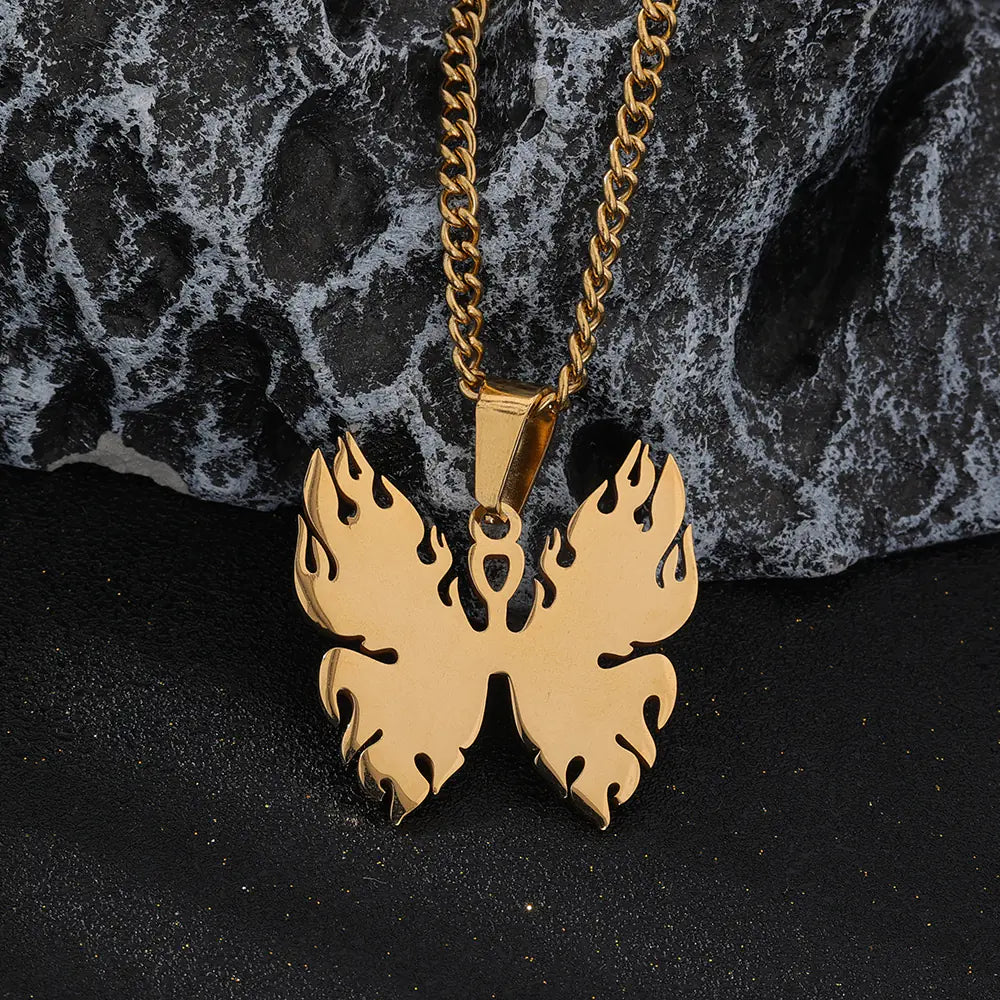 Gold Plated Stainless Steel Natural Stone Pendant Necklace