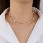 Stainless Steel Adjustable Pearl Flower Necklace