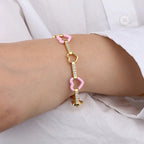 Pink Love Heart Oil Drop Bracelet