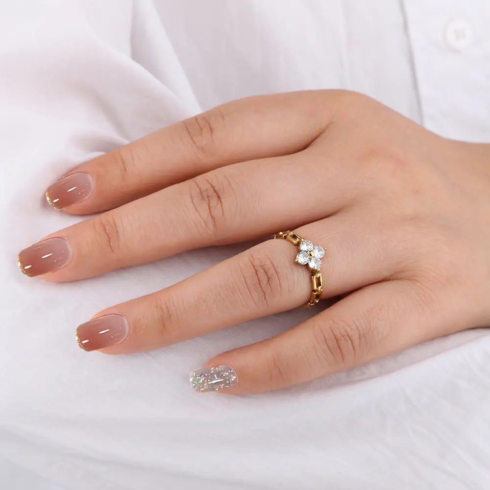 Stainless Steel Trendy Luxury Clover Ring