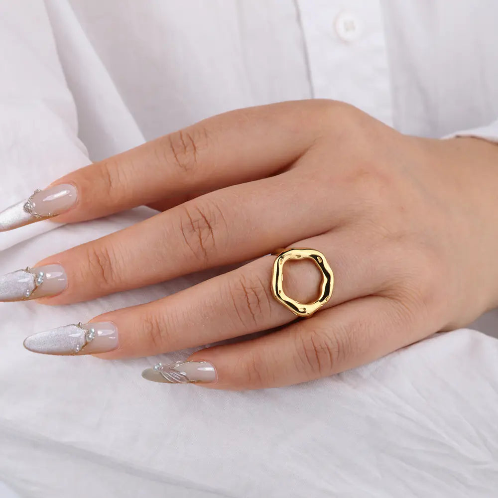 Stainless Steel Hollow Irregular Ring